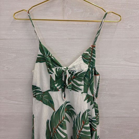 Vernacular White/ Green Leaf Print Dress Small