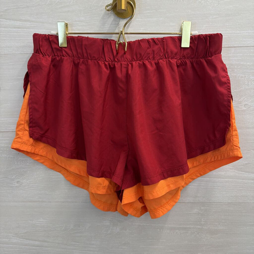 FP Movement Red/ Orange Layered Athletic Shorts Medium
