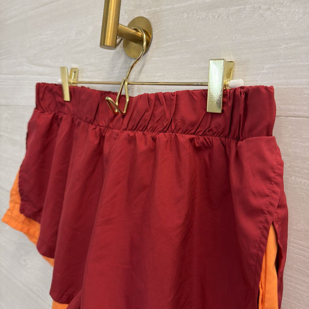 FP Movement Red/ Orange Layered Athletic Shorts Medium