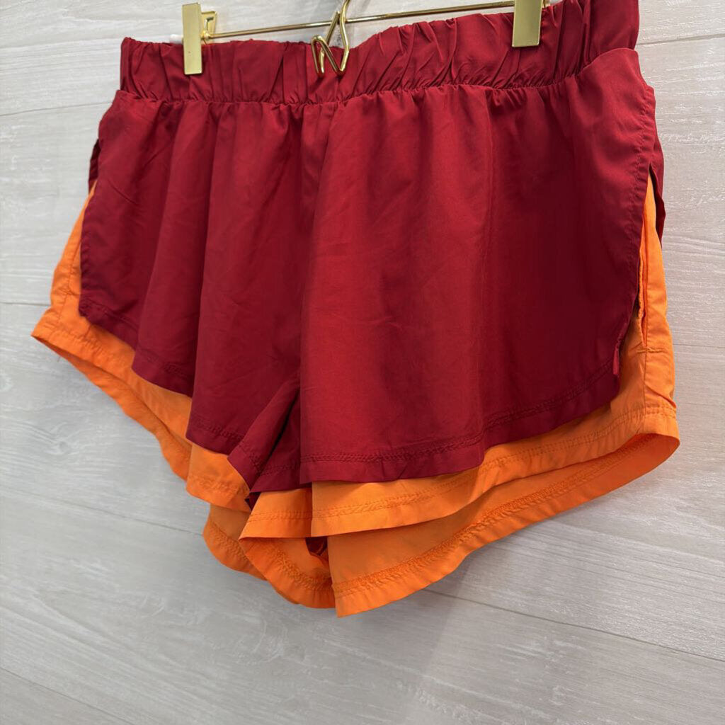 FP Movement Red/ Orange Layered Athletic Shorts Medium