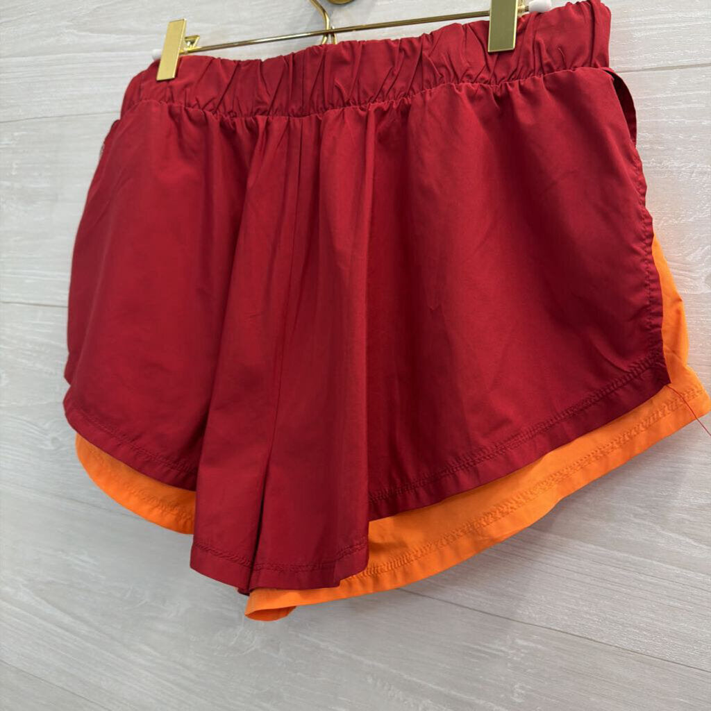 FP Movement Red/ Orange Layered Athletic Shorts Medium