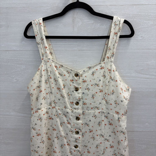 American Eagle Cream/ Multi Floral Print Button Front Dress Large