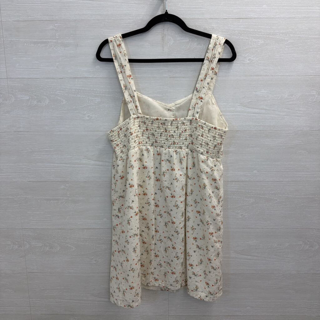 American Eagle Cream/ Multi Floral Print Button Front Dress Large