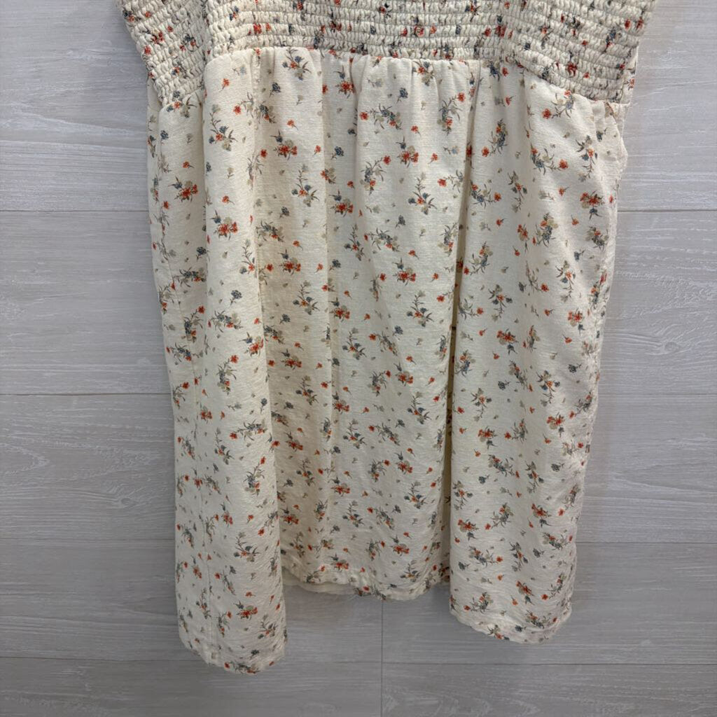 American Eagle Cream/ Multi Floral Print Button Front Dress Large