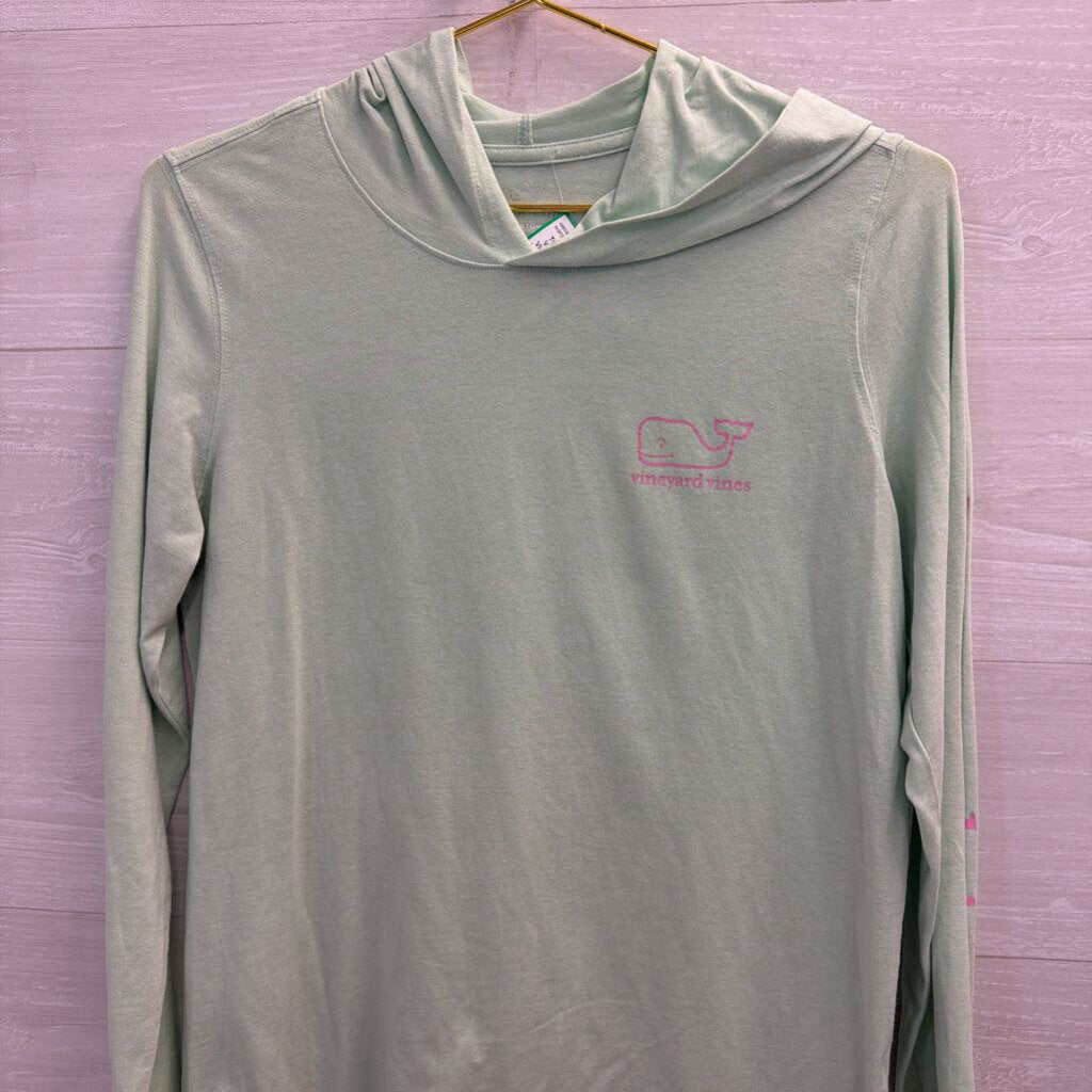 Vineyard Vines Green/ Pink Logo Hooded Long Sleeve Top Small