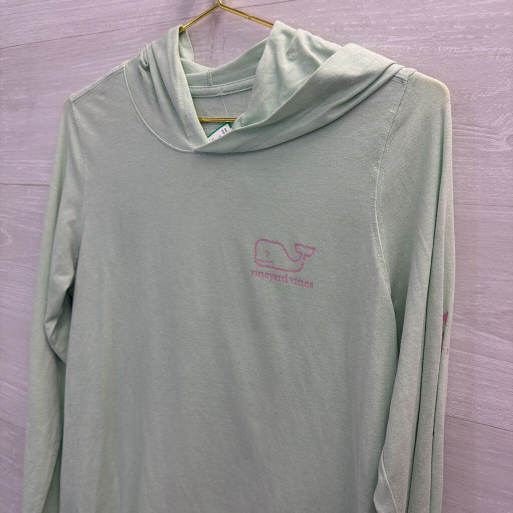Vineyard Vines Green/ Pink Logo Hooded Long Sleeve Top Small