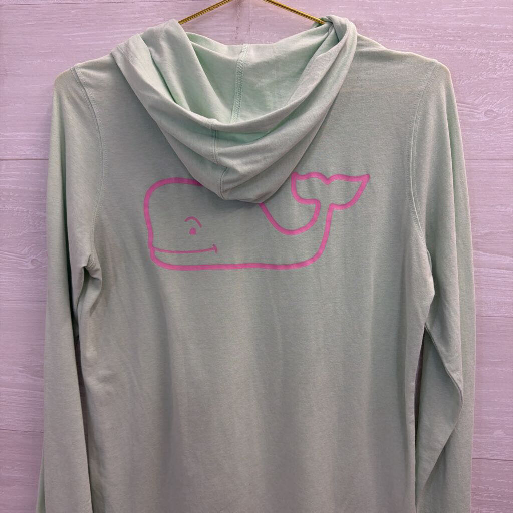 Vineyard Vines Green/ Pink Logo Hooded Long Sleeve Top Small