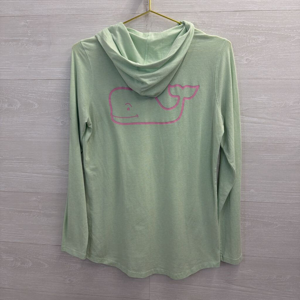 Vineyard Vines Green/ Pink Logo Hooded Long Sleeve Top Small