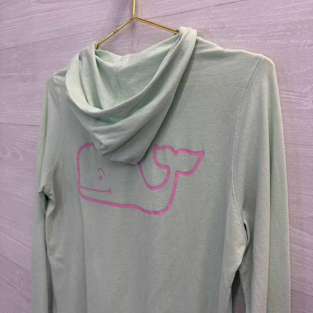 Vineyard Vines Green/ Pink Logo Hooded Long Sleeve Top Small