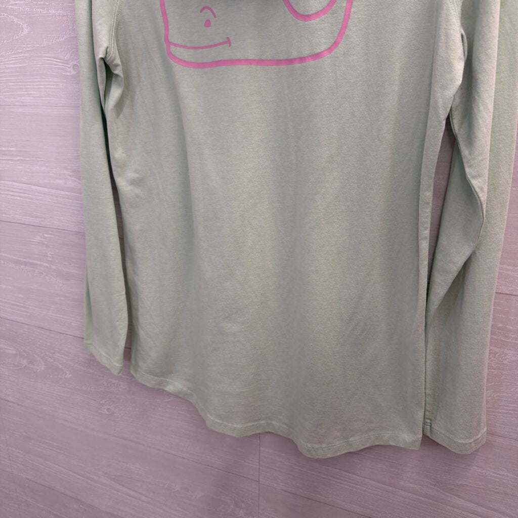 Vineyard Vines Green/ Pink Logo Hooded Long Sleeve Top Small