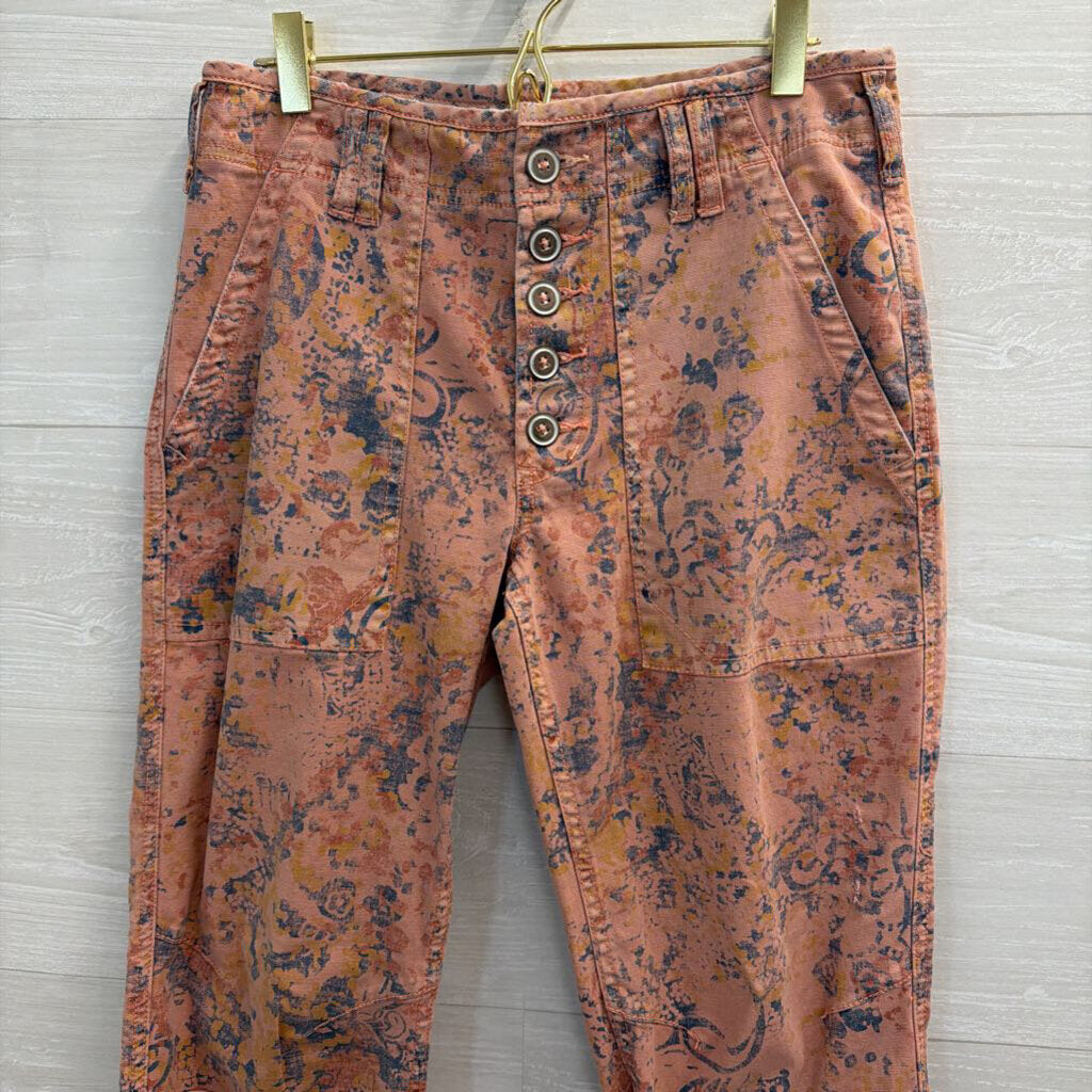 Anthropologie Pink/ Blue Print The Wanderer Pants 27
