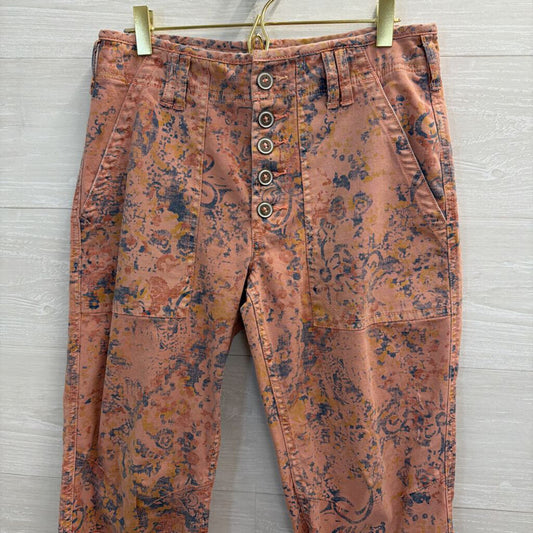 Anthropologie Pink/ Blue Print The Wanderer Pants 27