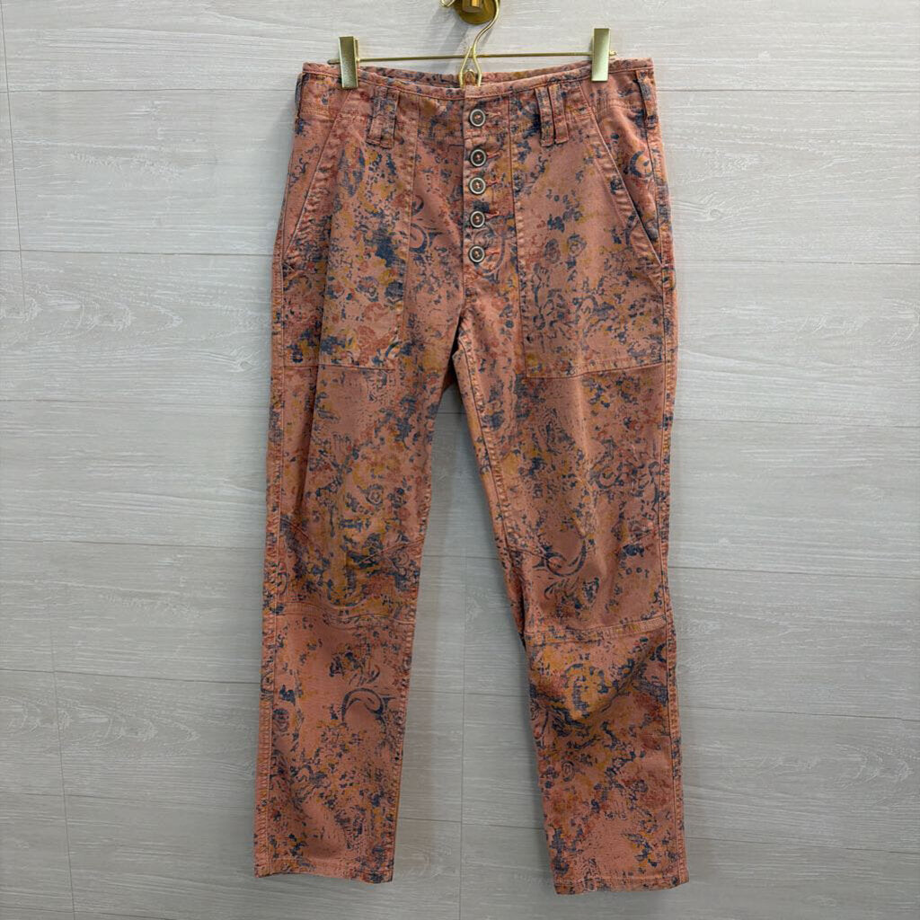 Anthropologie Pink/ Blue Print The Wanderer Pants 27