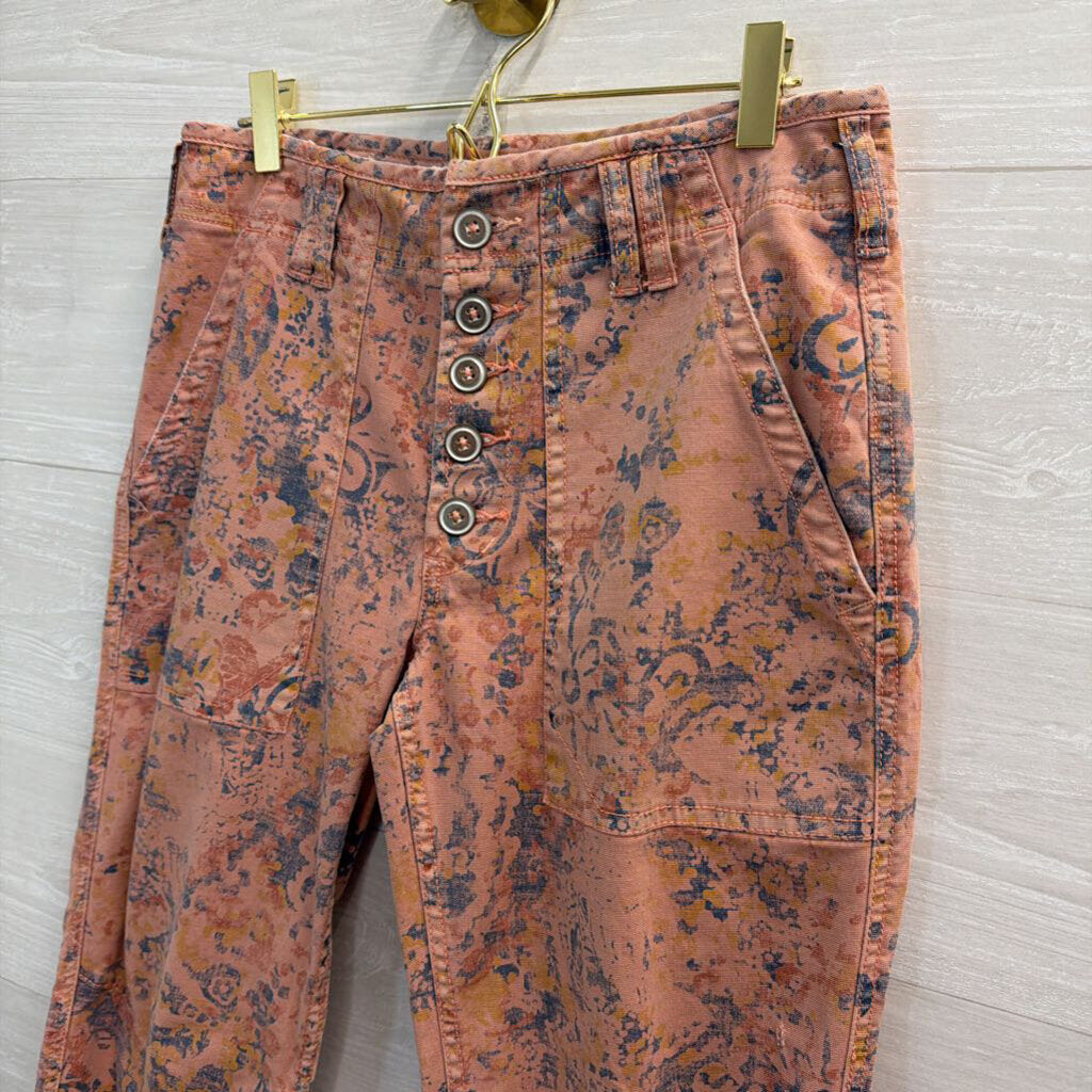 Anthropologie Pink/ Blue Print The Wanderer Pants 27