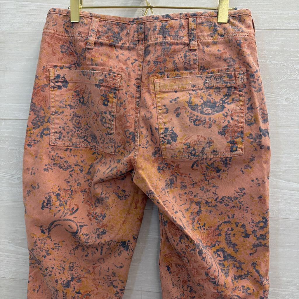 Anthropologie Pink/ Blue Print The Wanderer Pants 27