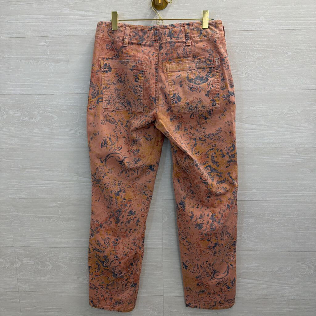 Anthropologie Pink/ Blue Print The Wanderer Pants 27