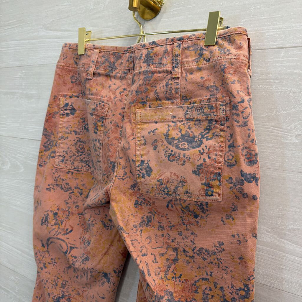 Anthropologie Pink/ Blue Print The Wanderer Pants 27