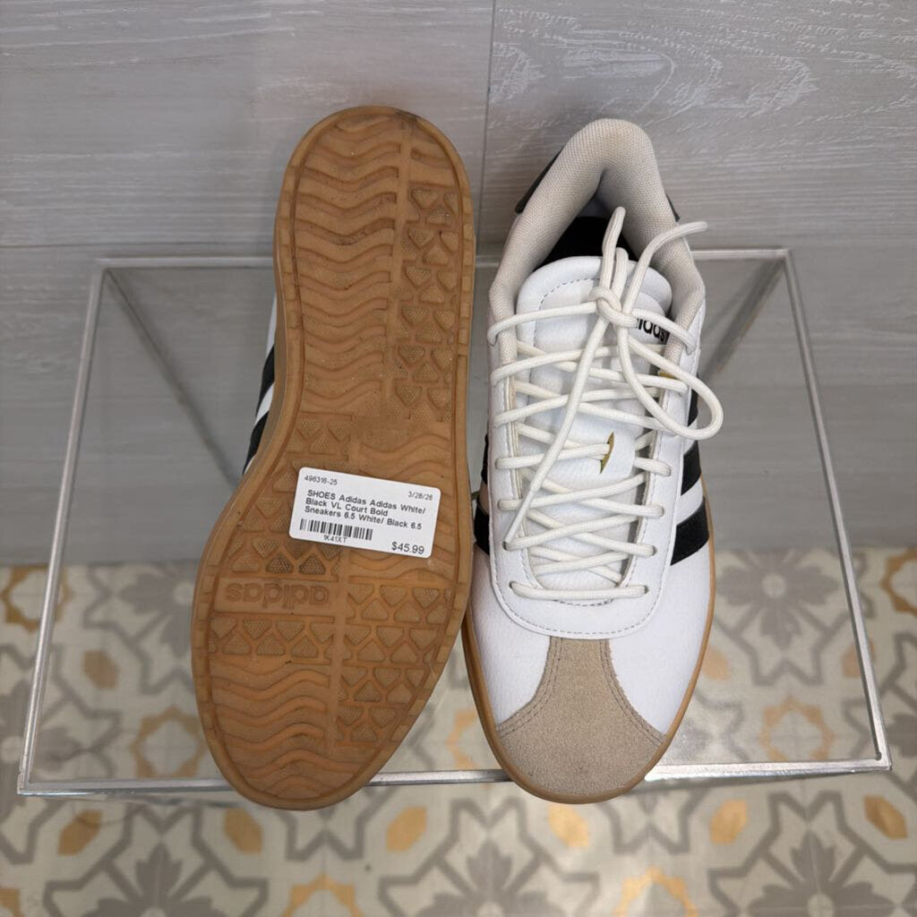 Adidas White/ Black VL Court Bold Sneakers 6.5