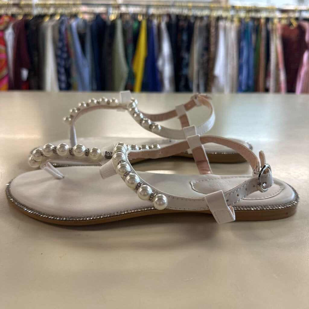 She Sole White Pearl/ Rhinestone Sandals 37