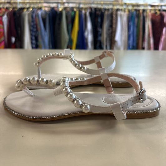 She Sole White Pearl/ Rhinestone Sandals 37