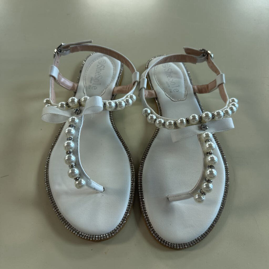 She Sole White Pearl/ Rhinestone Sandals 37