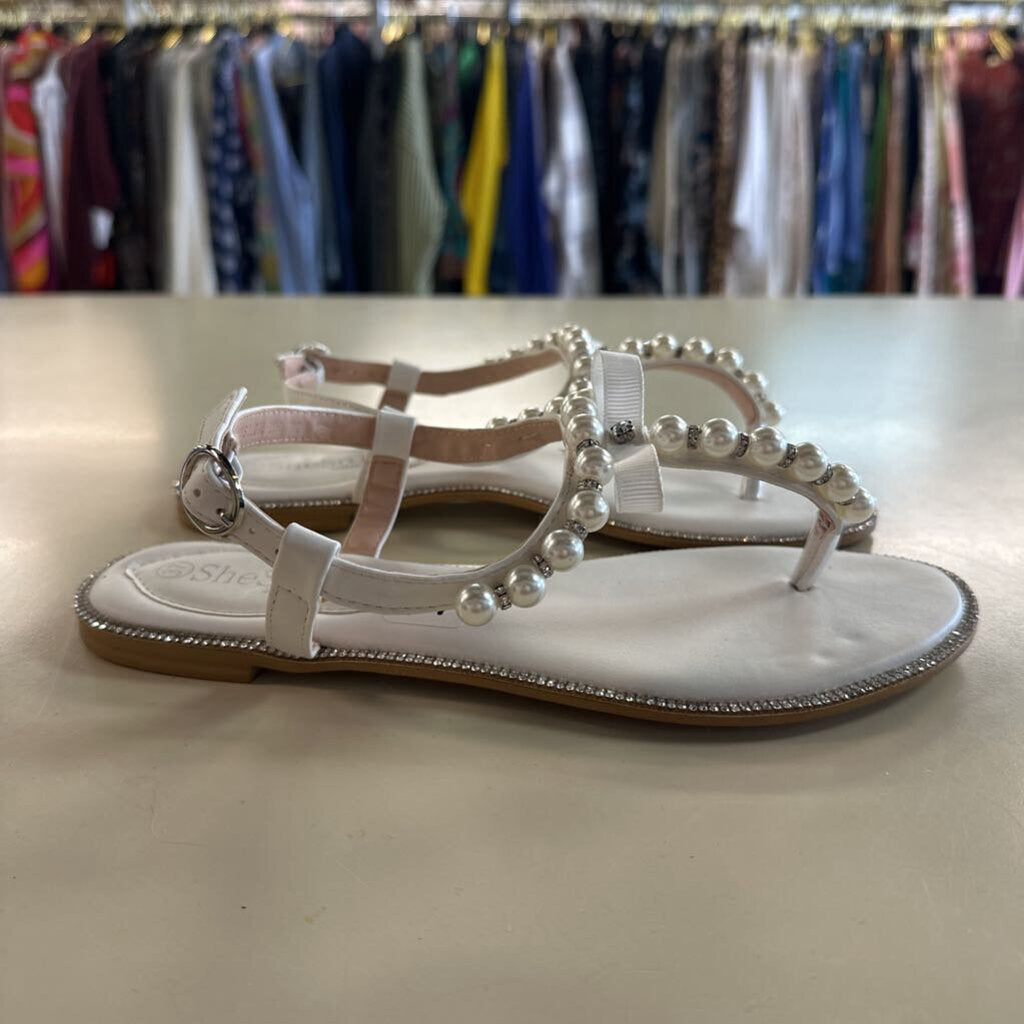 She Sole White Pearl/ Rhinestone Sandals 37