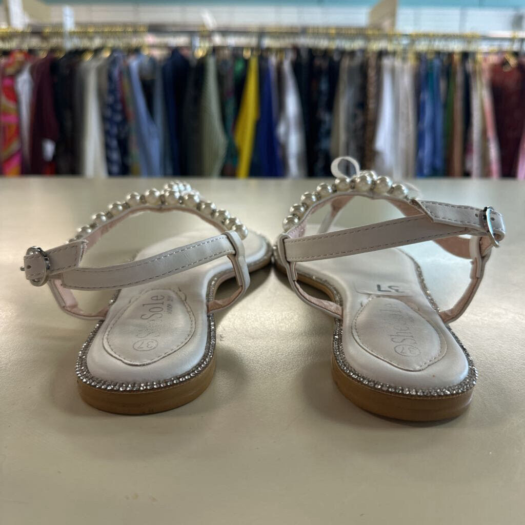 She Sole White Pearl/ Rhinestone Sandals 37