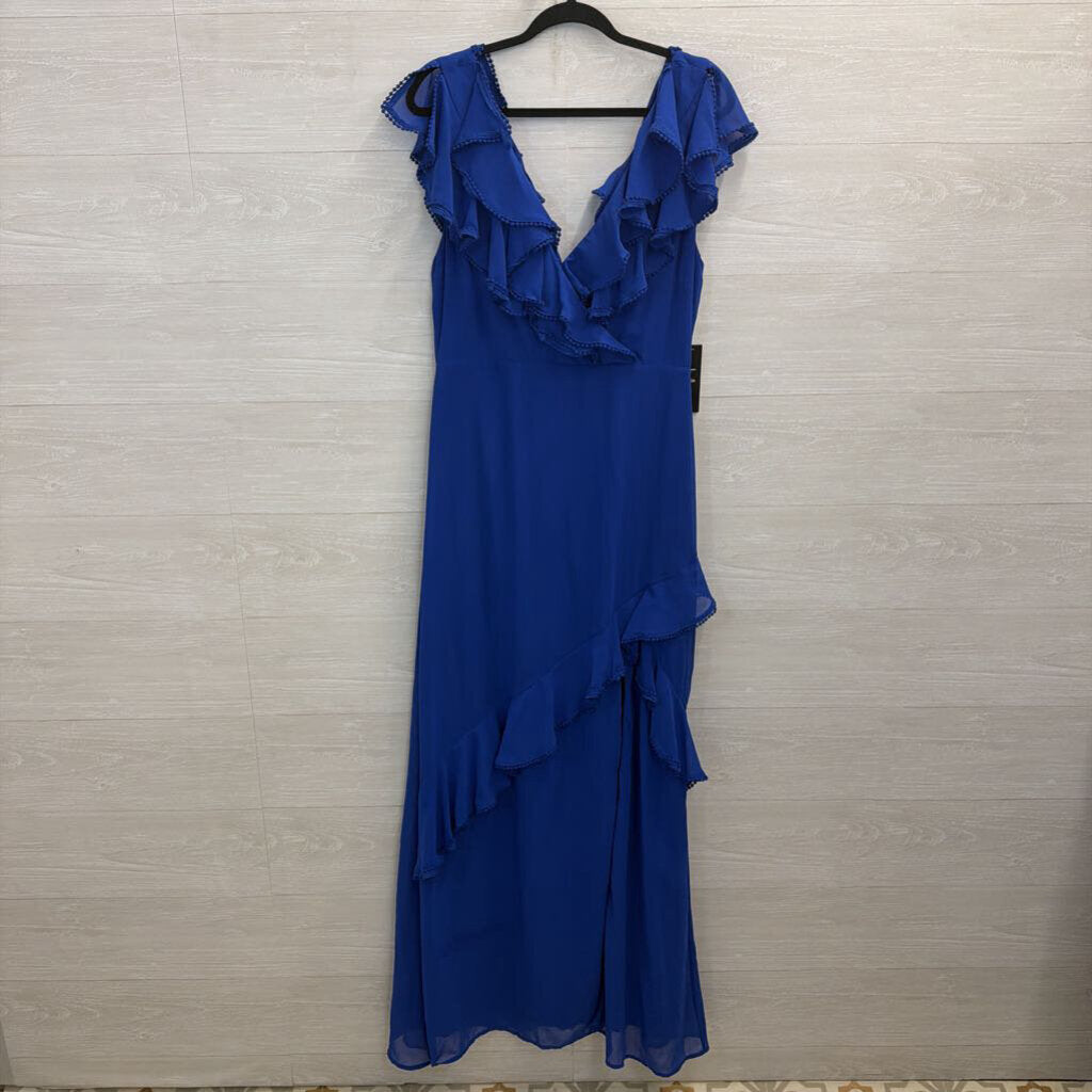 Lulus Royal Blue Ruffle Short Sleeve Maxi Dress Large