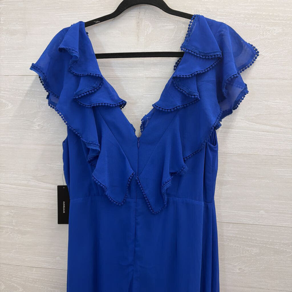 Lulus Royal Blue Ruffle Short Sleeve Maxi Dress Large