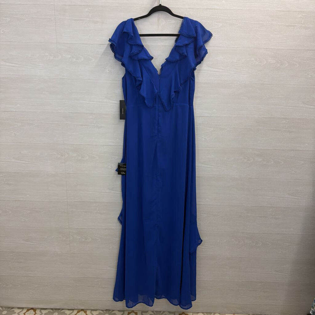 Lulus Royal Blue Ruffle Short Sleeve Maxi Dress Large
