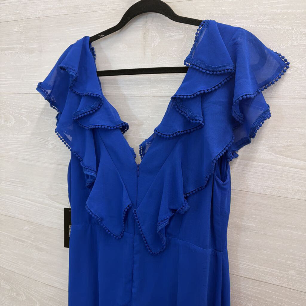 Lulus Royal Blue Ruffle Short Sleeve Maxi Dress Large
