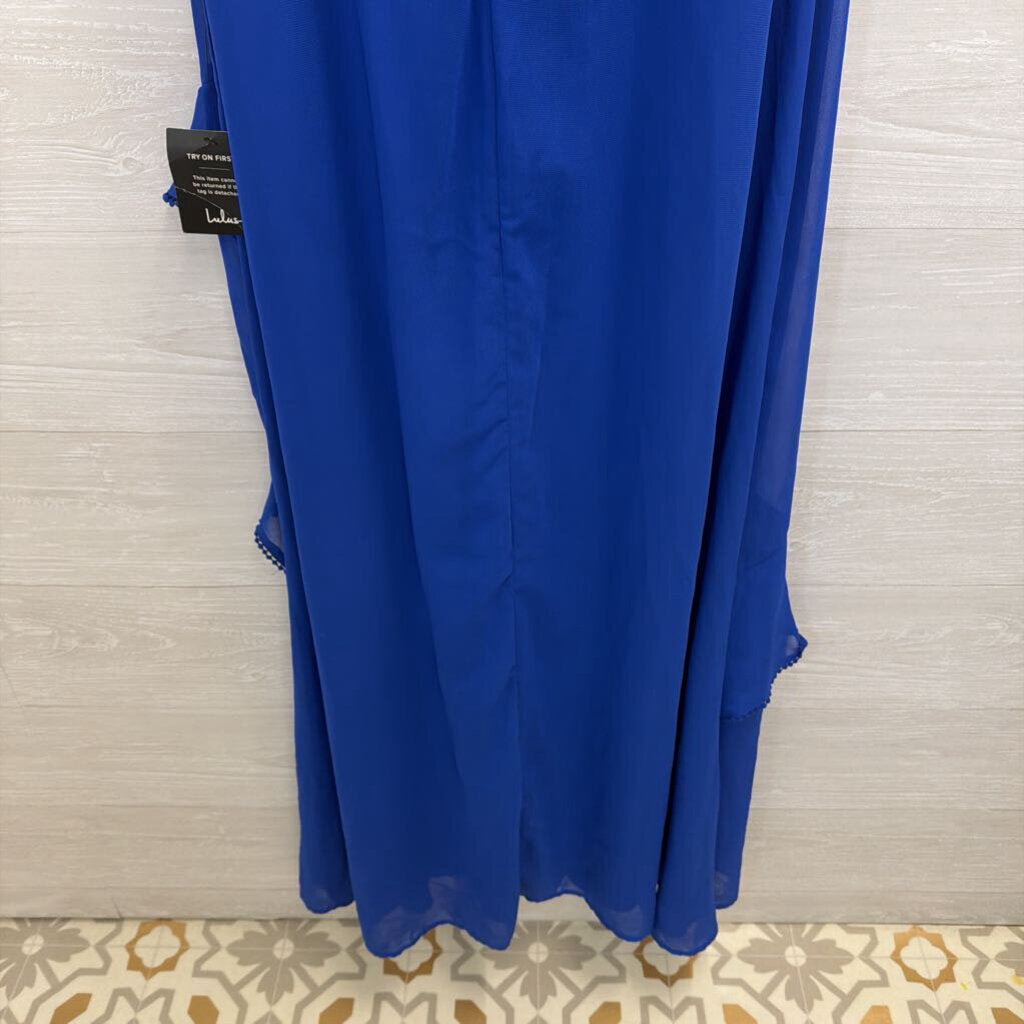 Lulus Royal Blue Ruffle Short Sleeve Maxi Dress Large