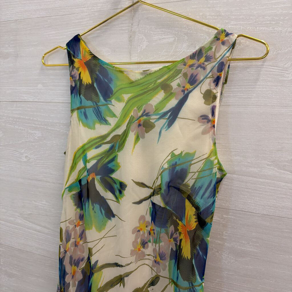 Connected Apparel White/ Multi Floral Sleeveless Midi Dress 6
