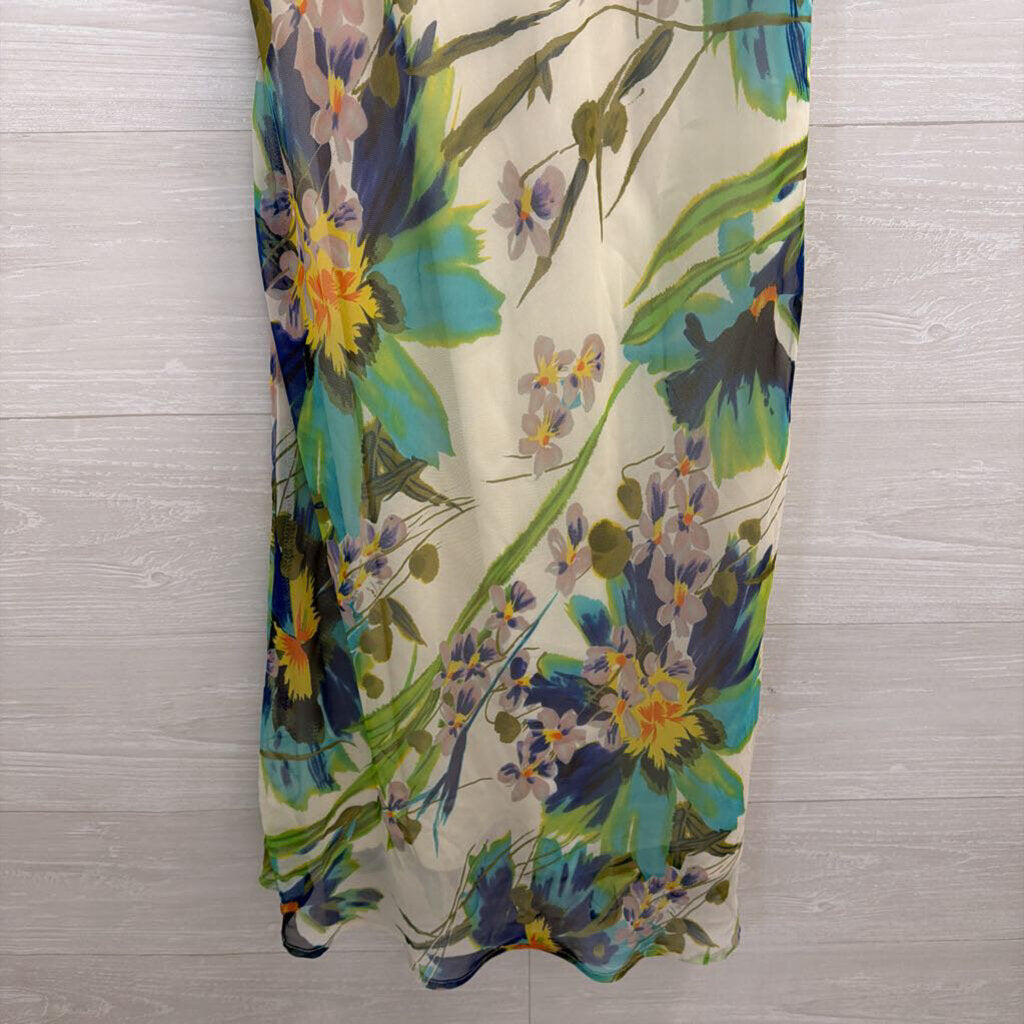 Connected Apparel White/ Multi Floral Sleeveless Midi Dress 6