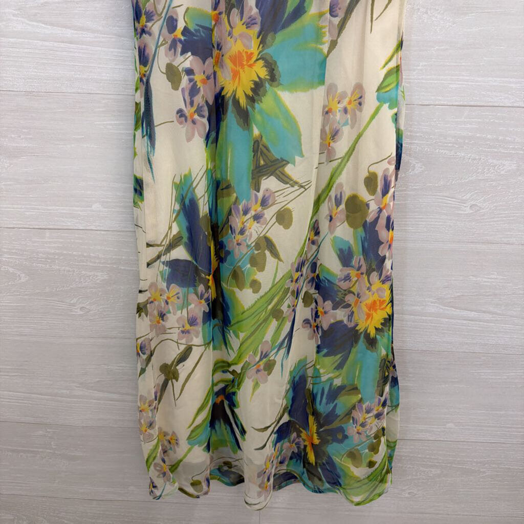 Connected Apparel White/ Multi Floral Sleeveless Midi Dress 6