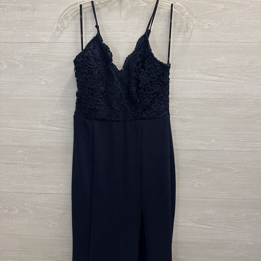 Lulus Navy Lace Top Fitted Long Formal Dress Extra Small