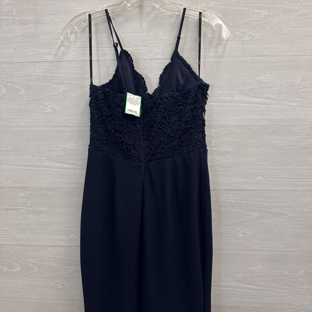 Lulus Navy Lace Top Fitted Long Formal Dress Extra Small