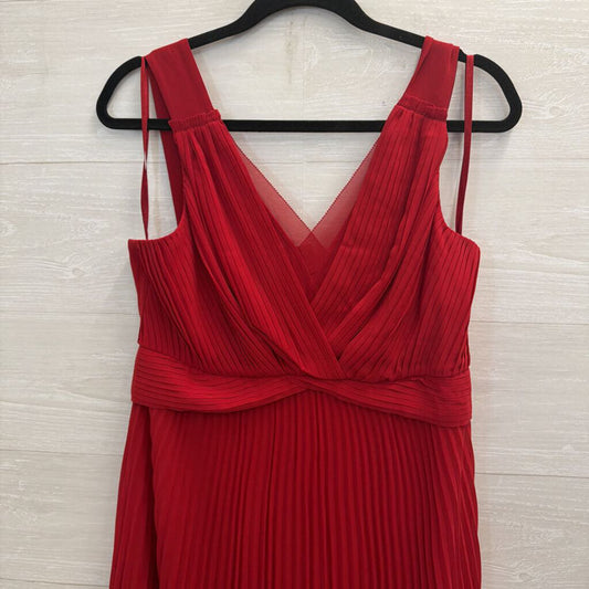 White House Black Market Red Pleated Sleeveless Midi Dress 6
