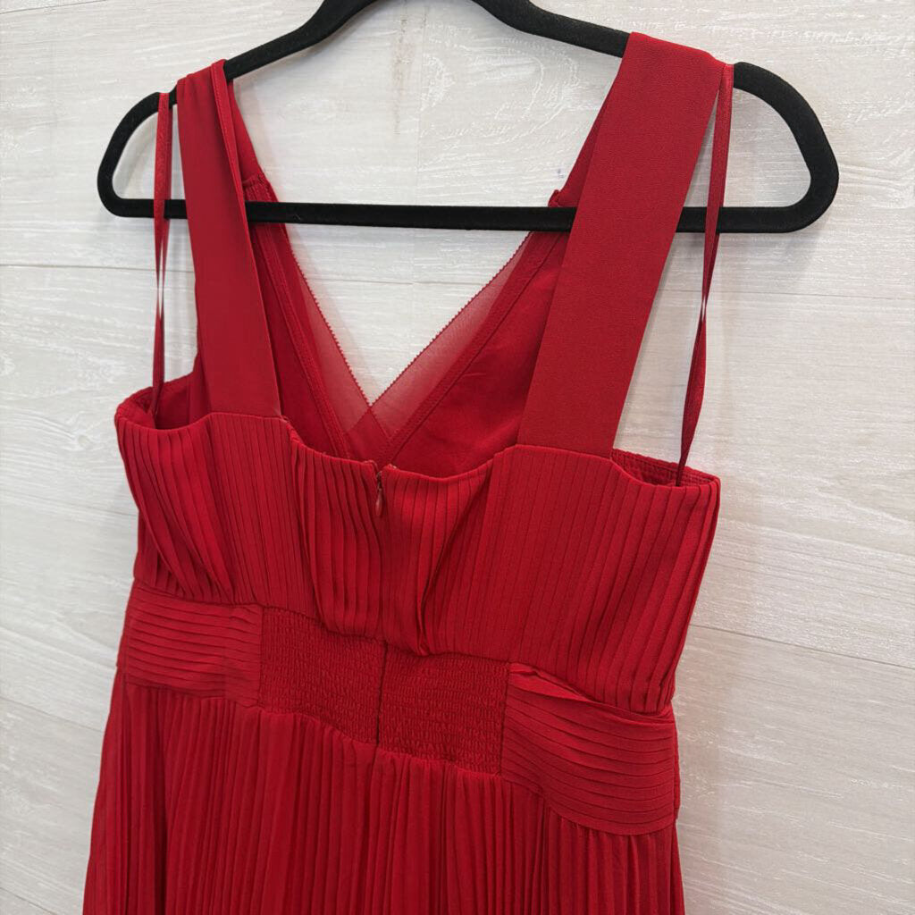 White House Black Market Red Pleated Sleeveless Midi Dress 6