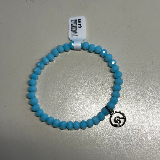 Blue Stretchy Beaded Wave Charm Bracelet