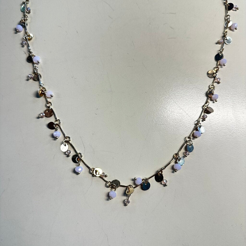 Gold/ Pink Beaded Long Necklace