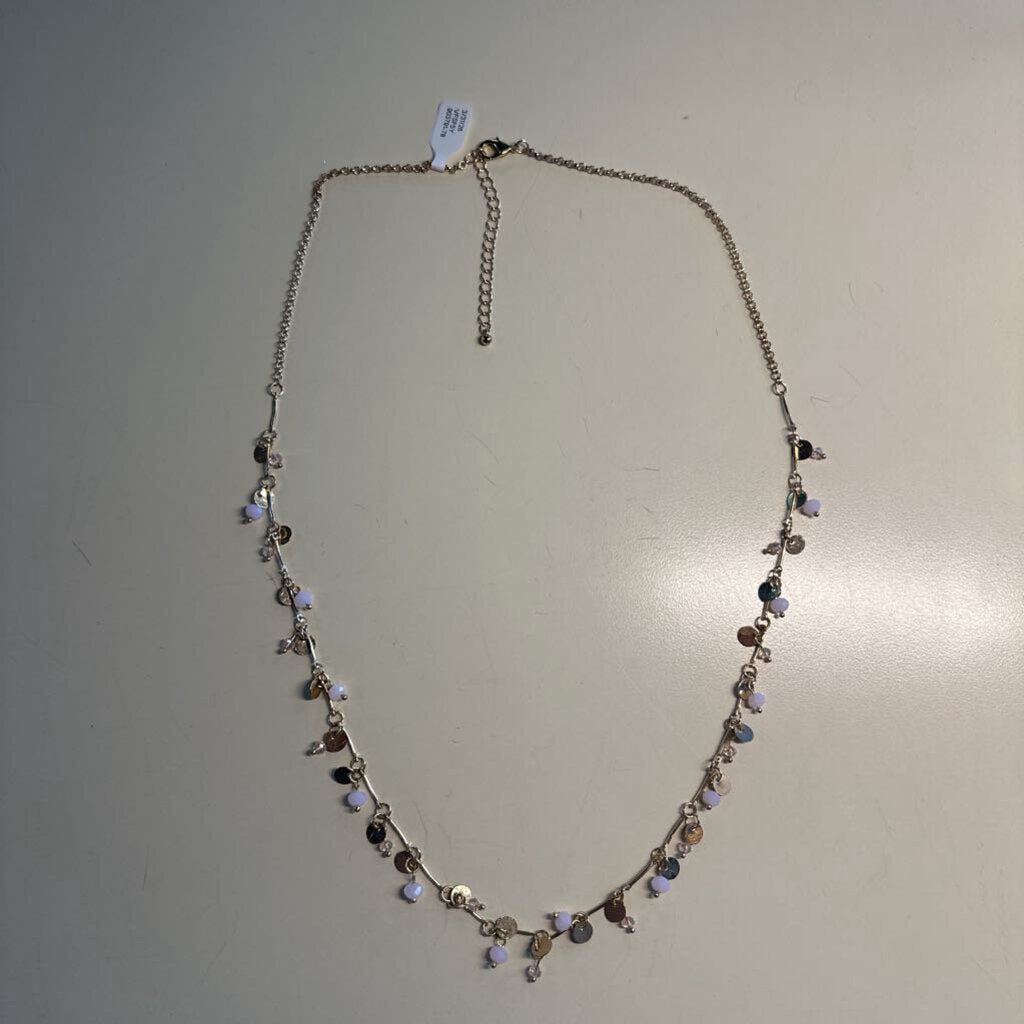 Gold/ Pink Beaded Long Necklace