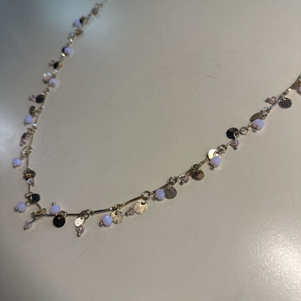 Gold/ Pink Beaded Long Necklace