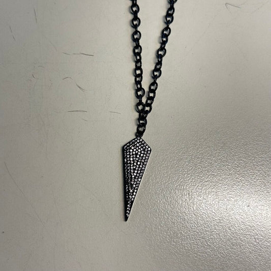 Black Metal Rhinestone Pendant Necklace