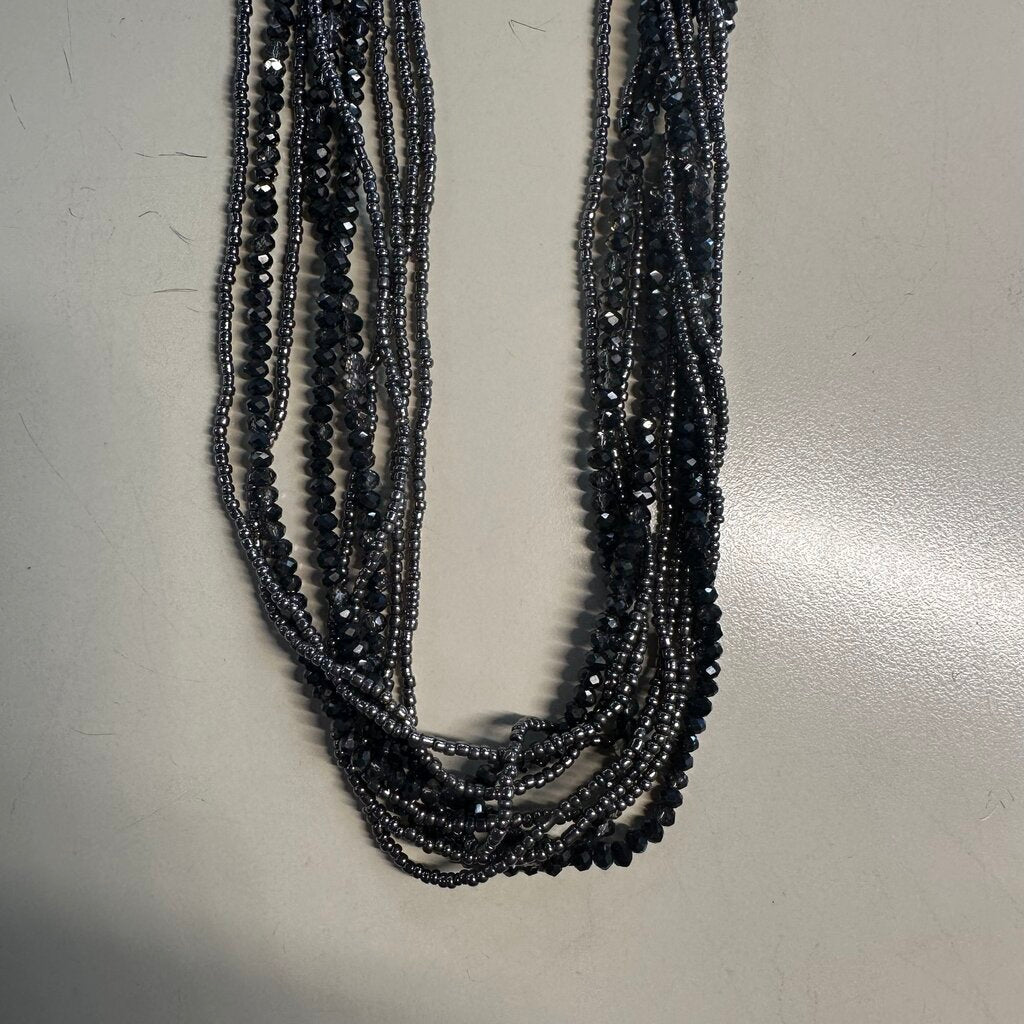 Black Layered Beaded Necklace