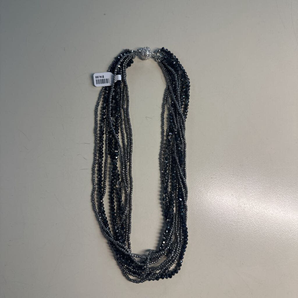Black Layered Beaded Necklace