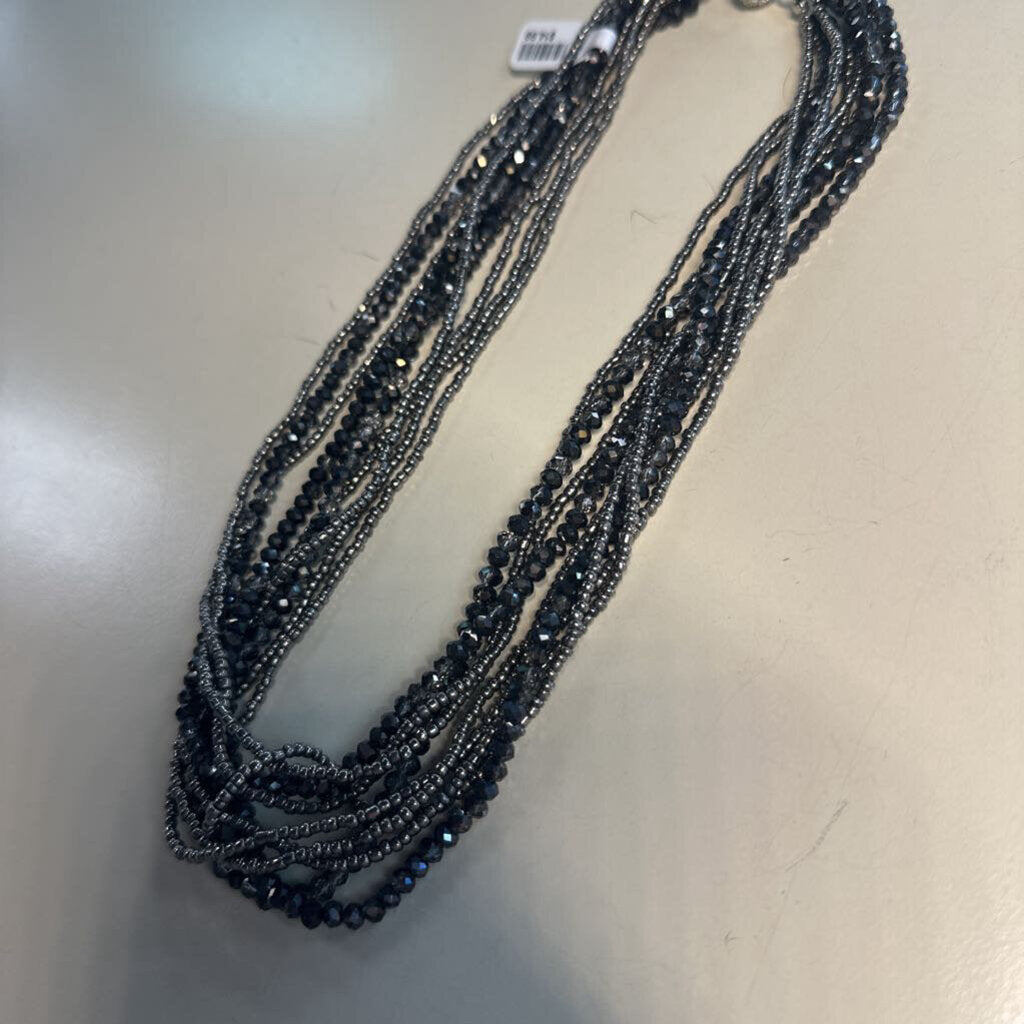 Black Layered Beaded Necklace