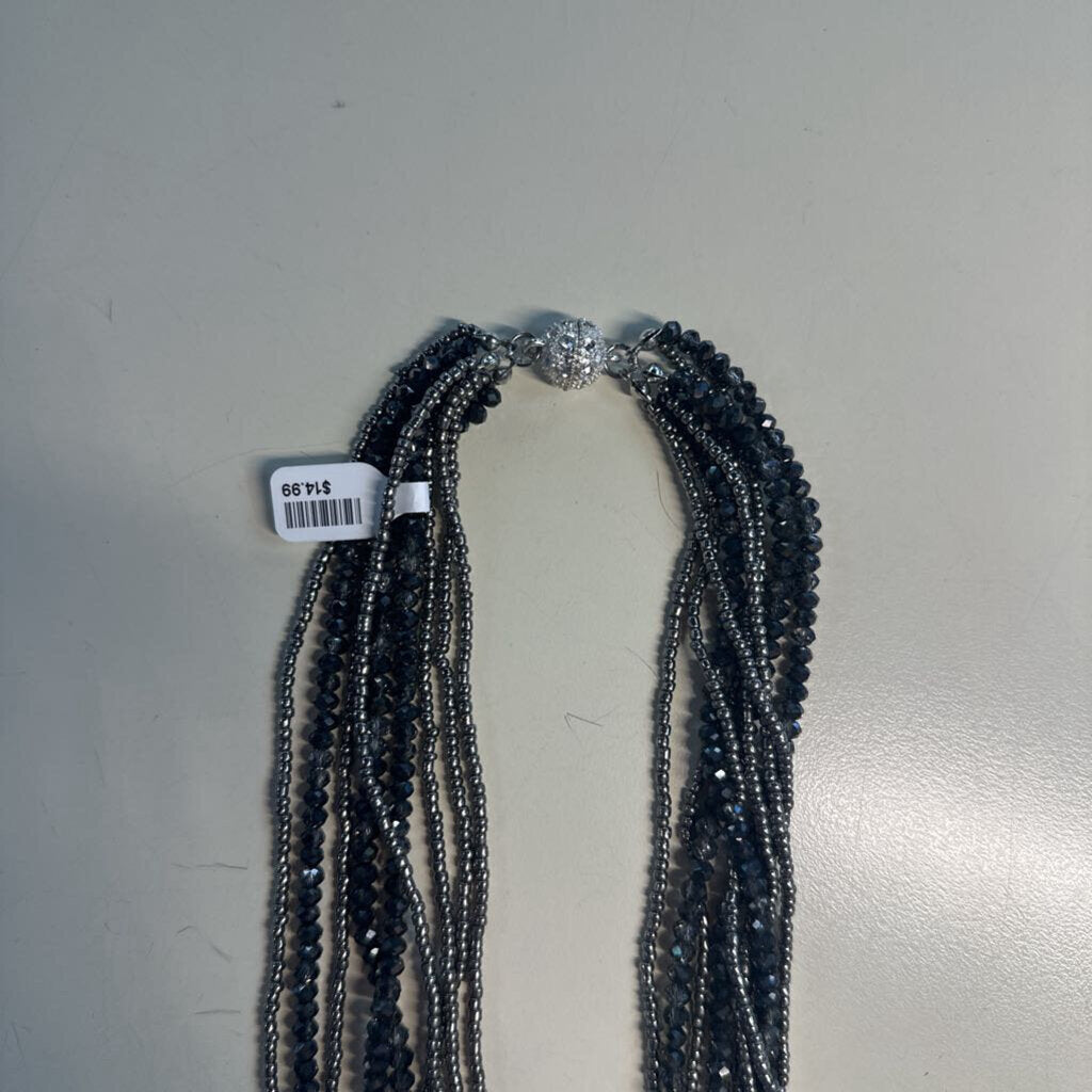 Black Layered Beaded Necklace