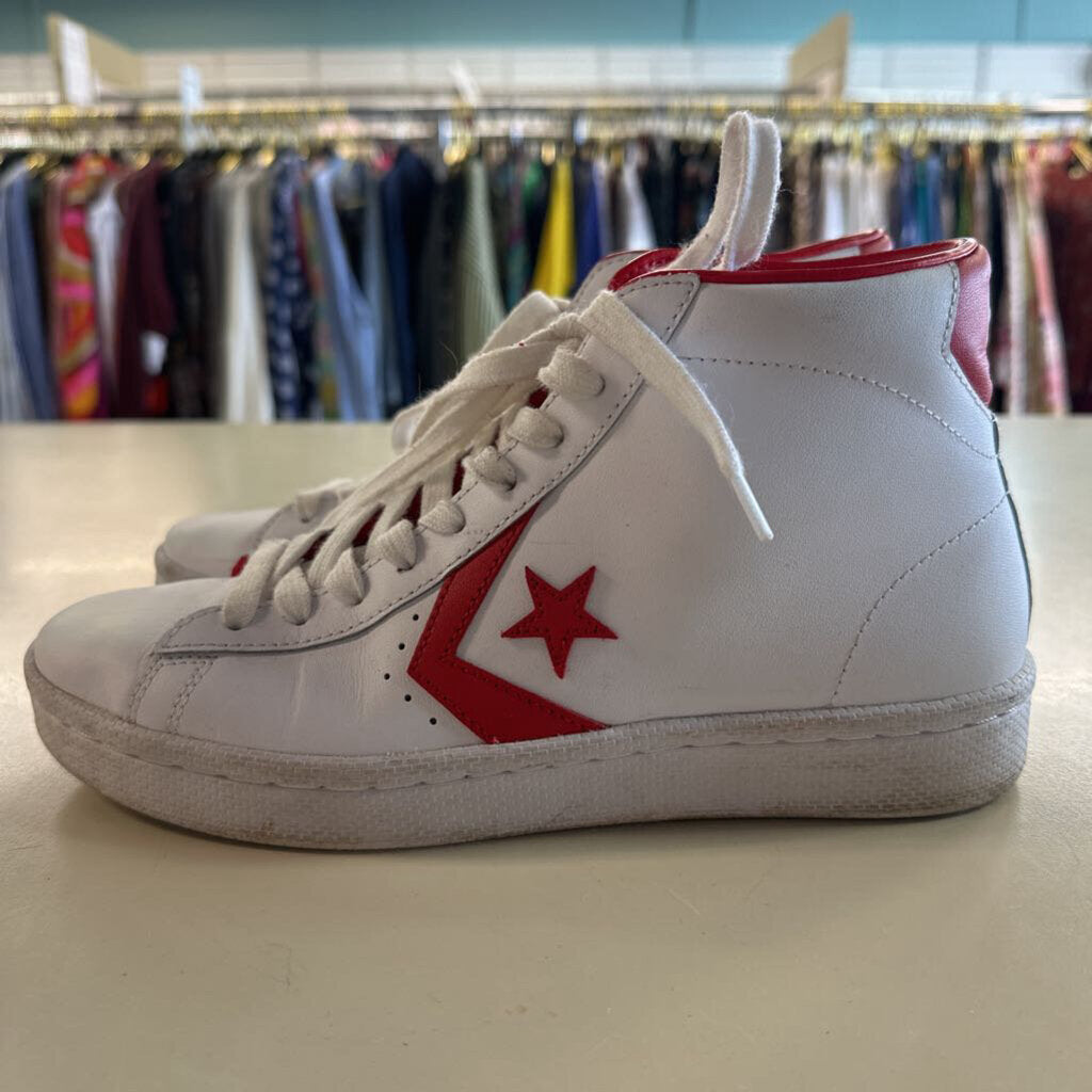Converse All Star White/ Red Leather 76 Mid Sneakers 8