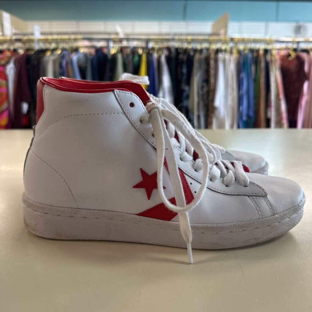 Converse All Star White/ Red Leather 76 Mid Sneakers 8